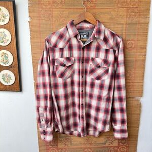 Men's Plaid Pearl Snap Button Western Shirt